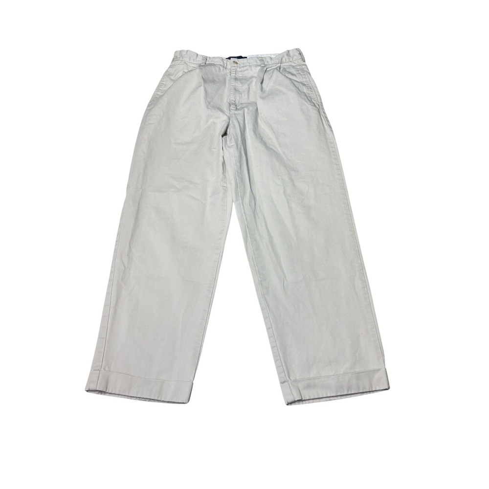 Polo Ralph Lauren Hammond Pant Mens 34/27 Beige Pleated Cuffed Cotton Chinos